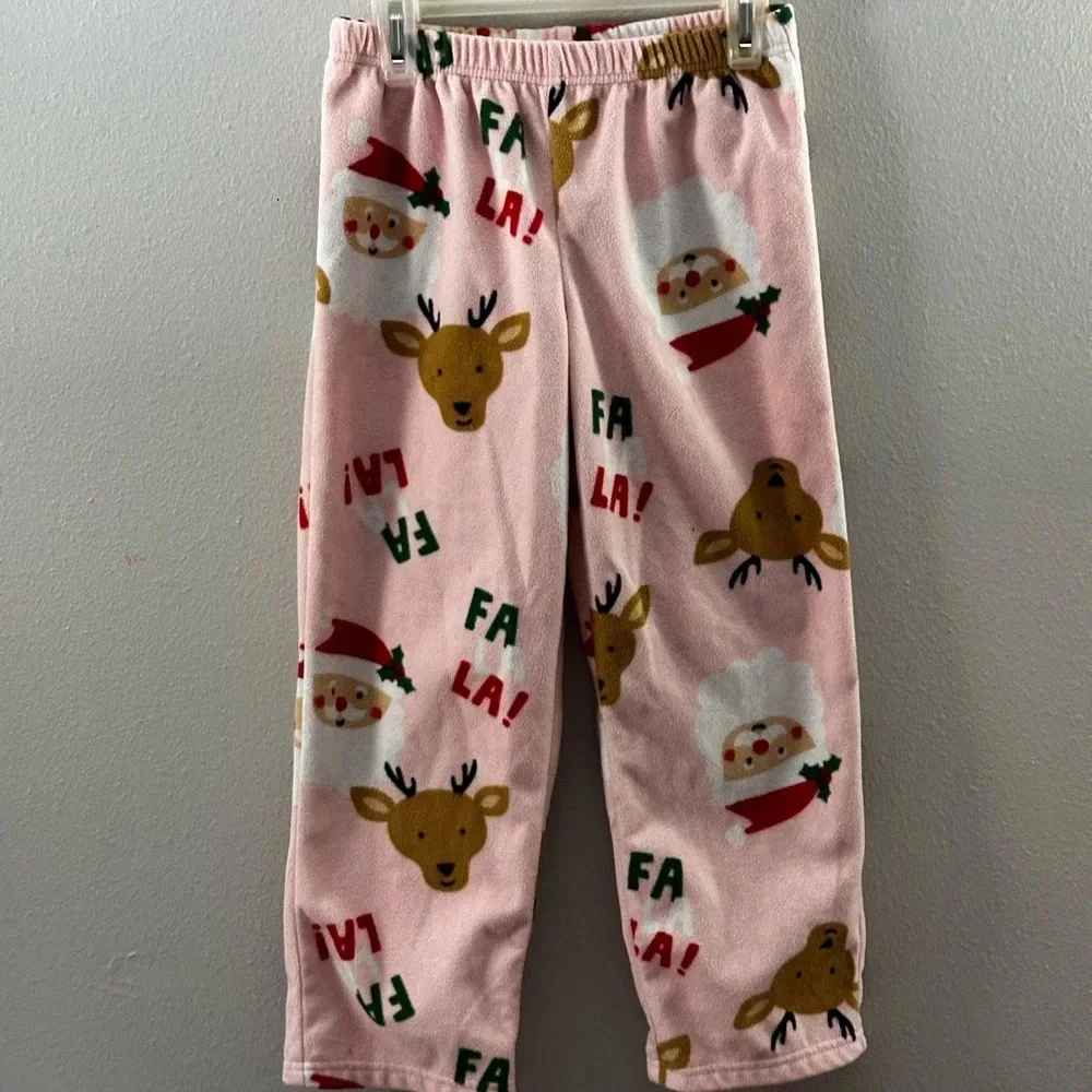Carter’s‎ Girl Pink Christmas Holiday Pajama Bottoms Size 7/7A.